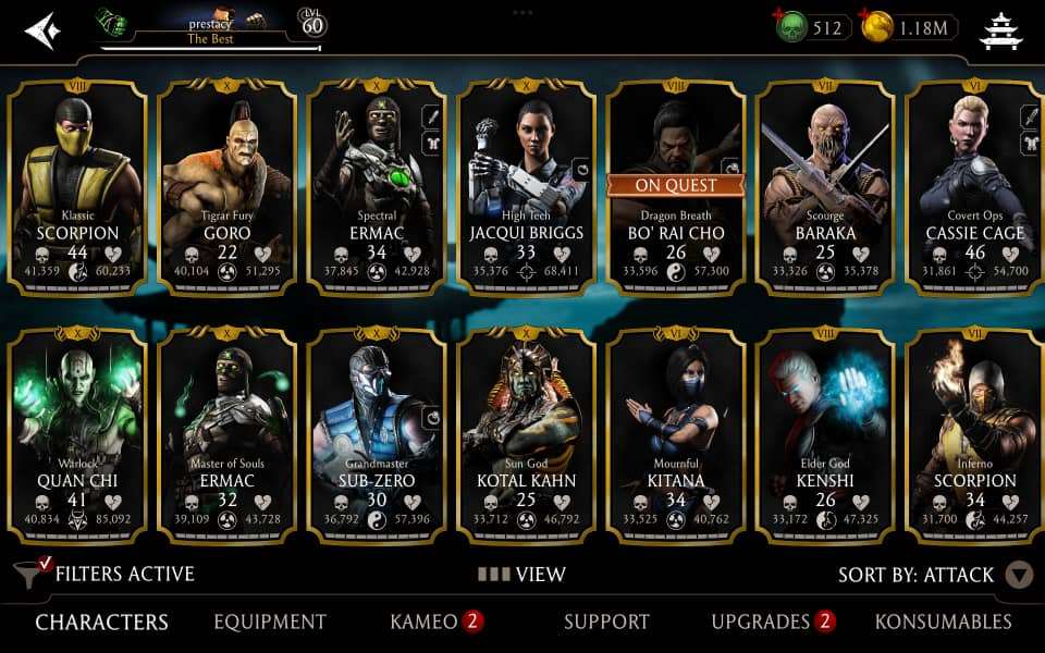 Game account sale Mortal Kombat X Mobile Game account sale Mortal Kombat X Mobile